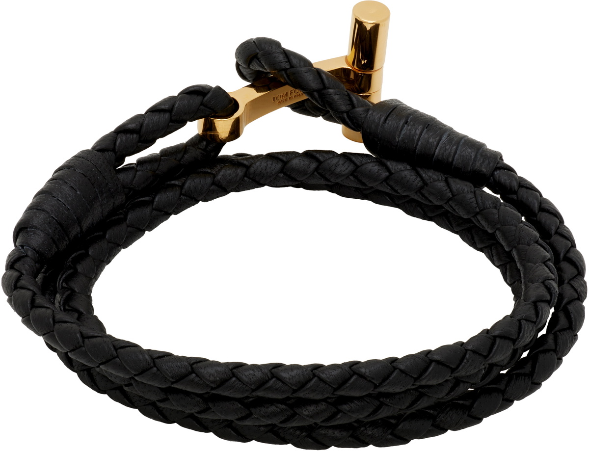 TOM FORD Braided Leather T Bracelet