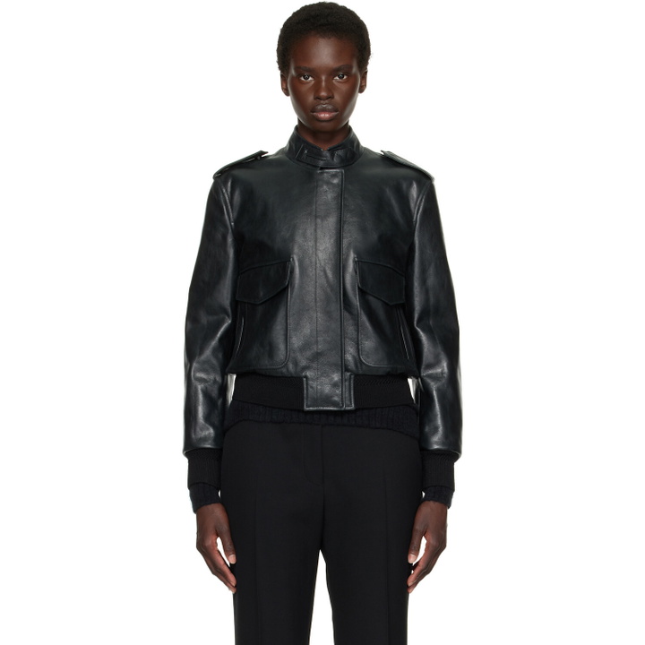 Photo: TOM FORD Black Natural Grain Leather Aviator Jacket