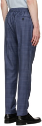 Paul Smith Blue Mini Check Drawstring Trousers