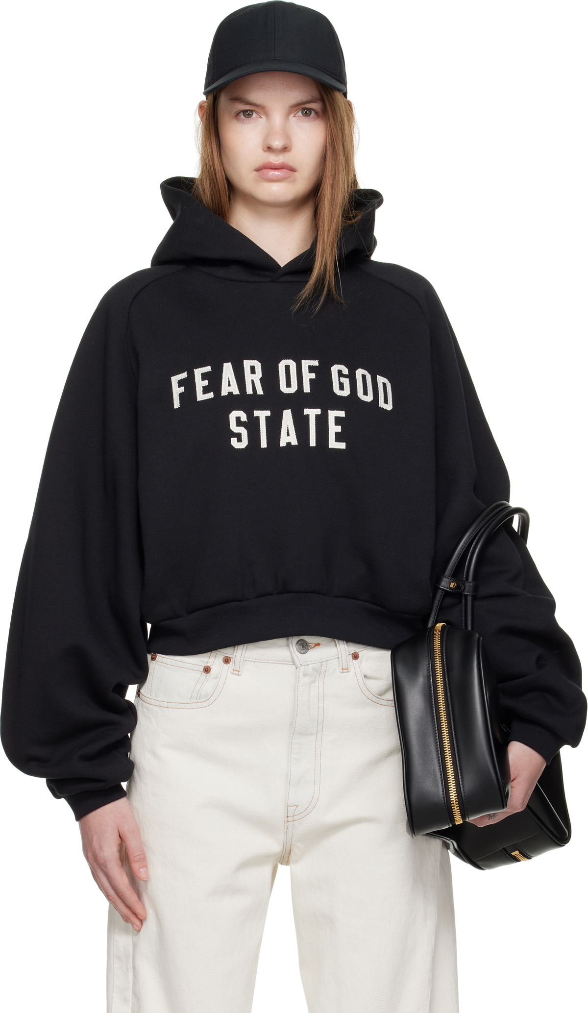 Fear of God ESSENTIALS Black Fleece Raglan Hoodie