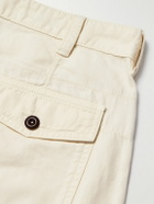 Drake's - Tapered Herringbone Cotton and Linen-Blend Twill Trousers - Neutrals
