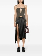 Elena Velez Shale Black Side Slit Satin Skirt