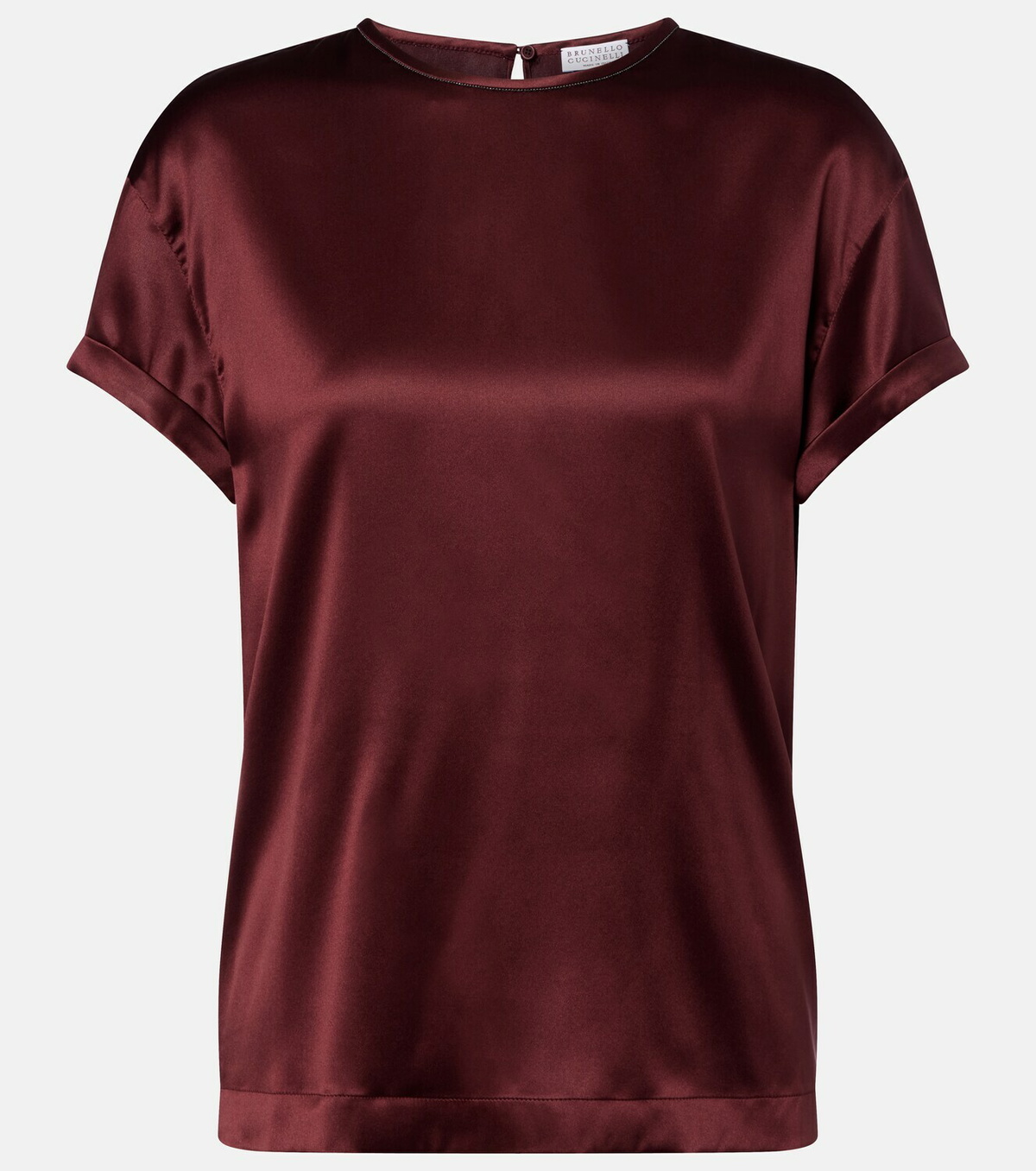 Brunello Cucinelli Monili silk-blend satin T-shirt