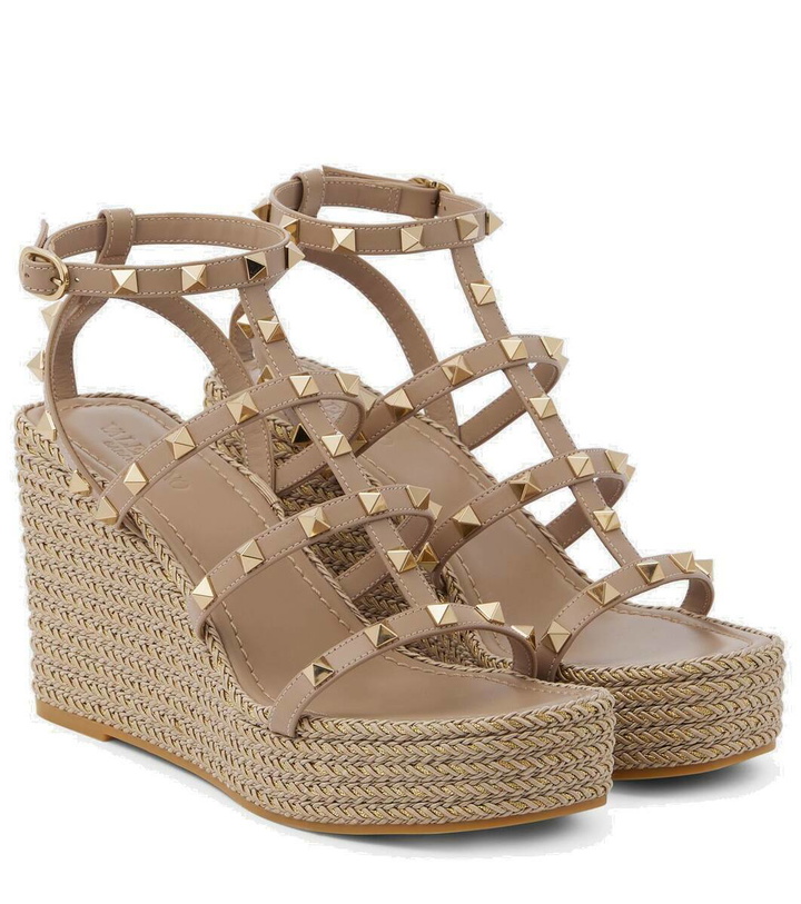 Photo: Valentino Garavani Torchon leather wedge espadrilles