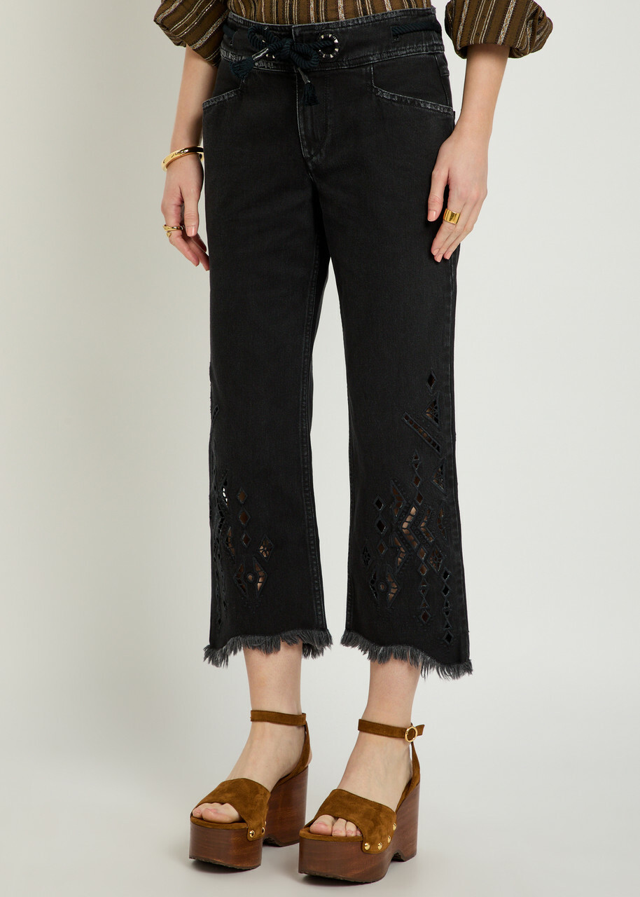 Isabel Marant Alison Cut-out Cropped Denim Jeans Black