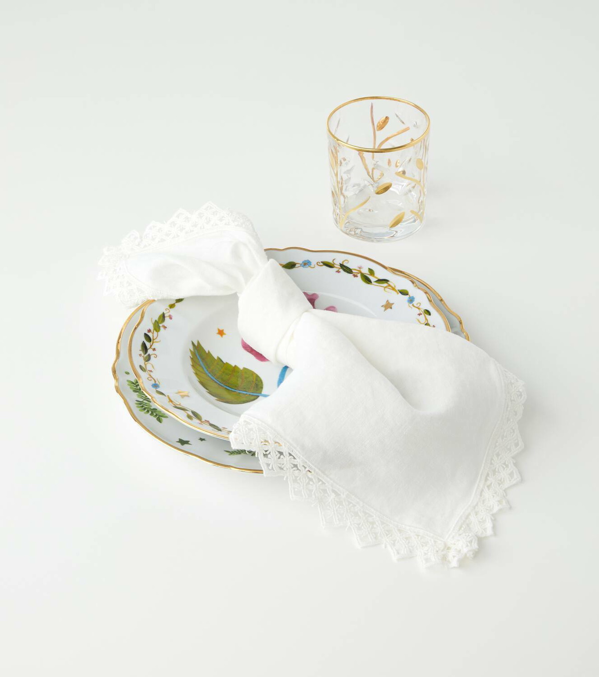 Once Milano Set of 4 macramé linen napkins
