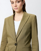 Pinko Single Breasted Stretch Linen Blazer Military Olive Green