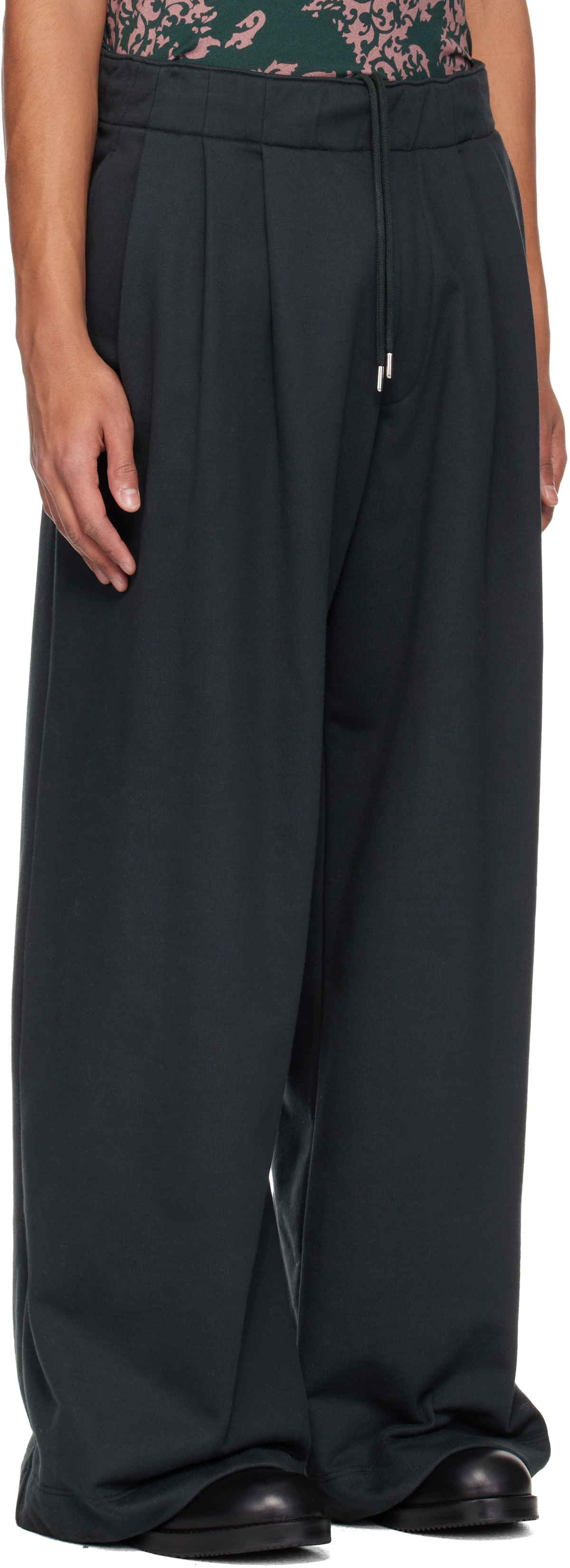 Dries Van Noten Black Pleated Sweatpants