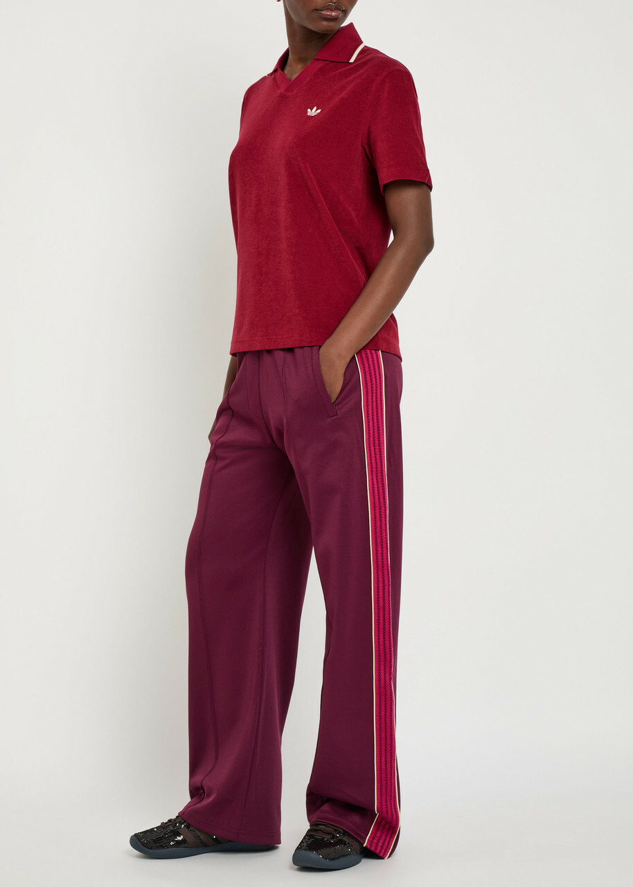 Wales Bonner Mantra Panelled Satin-jersey Track Pants Burgundy