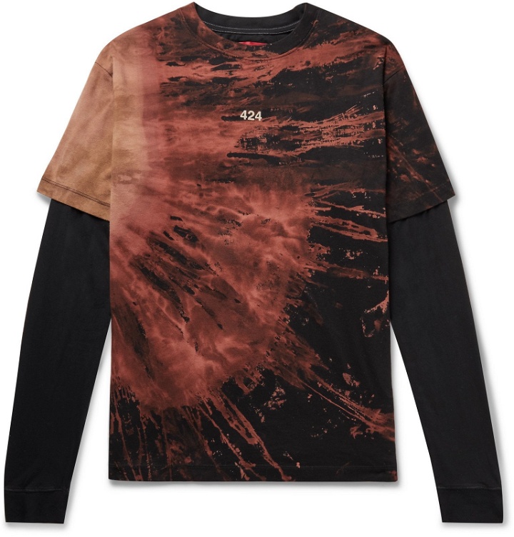 Photo: 424 - Layered Bleached Cotton-Jersey T-Shirt - Red