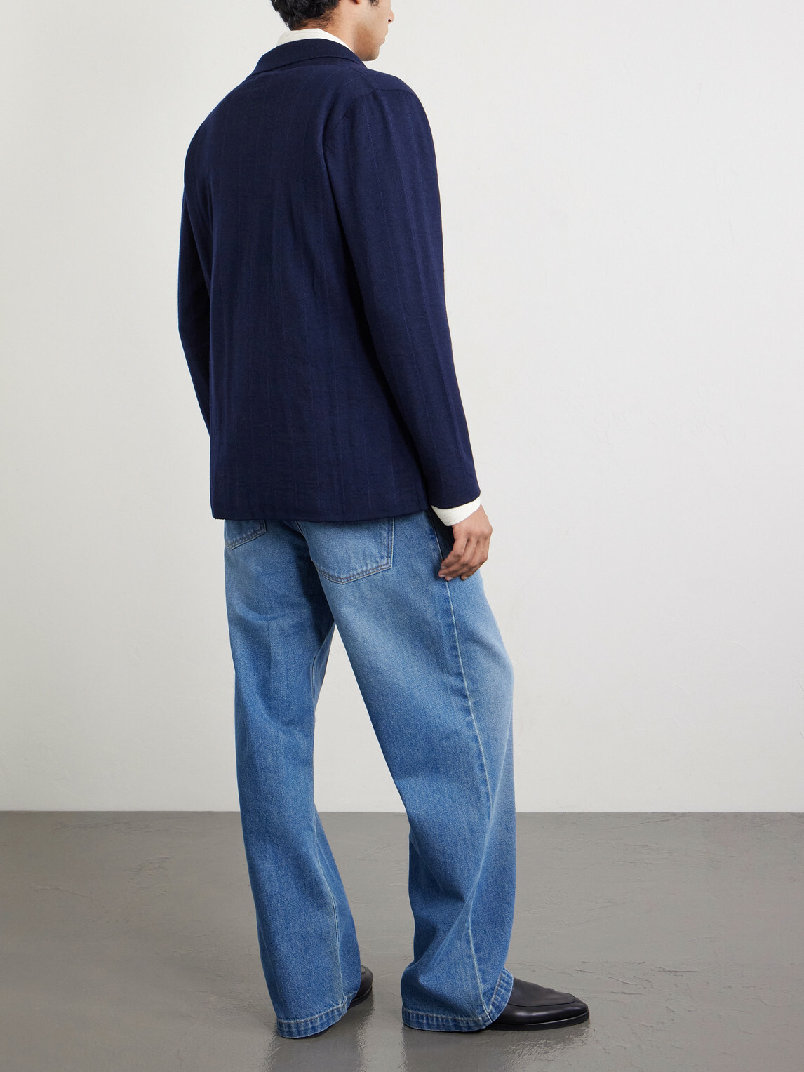 Inis Meáin - Double-Breasted Striped Wool, Cashmere and Cotton-Blend Blazer - Blue