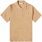 Maison Kitsuné Men's Fox Head Patch Classic Polo Shirt in Beige