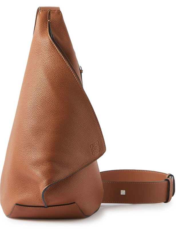 Photo: Loewe - Anton Logo-Debossed Full-Grain Leather Sling Backpack