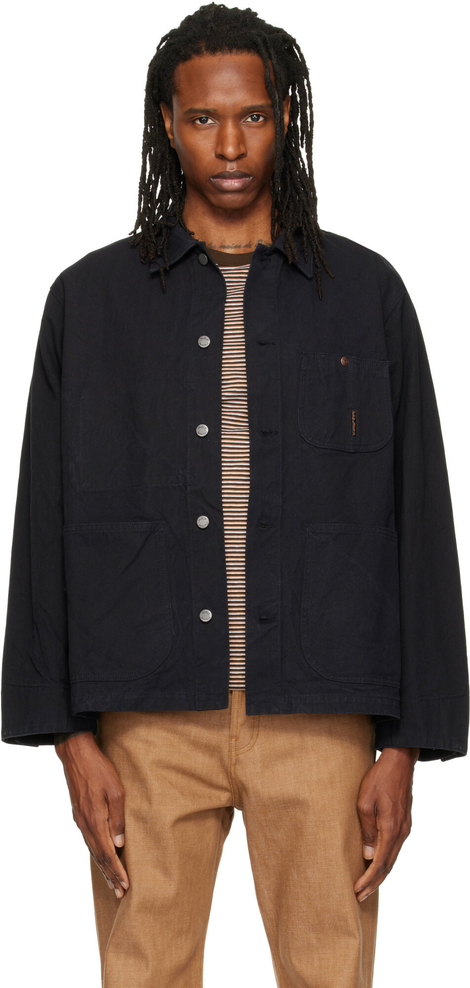 Nudie Jeans Black Howie Duck Canvas Chore Jacket