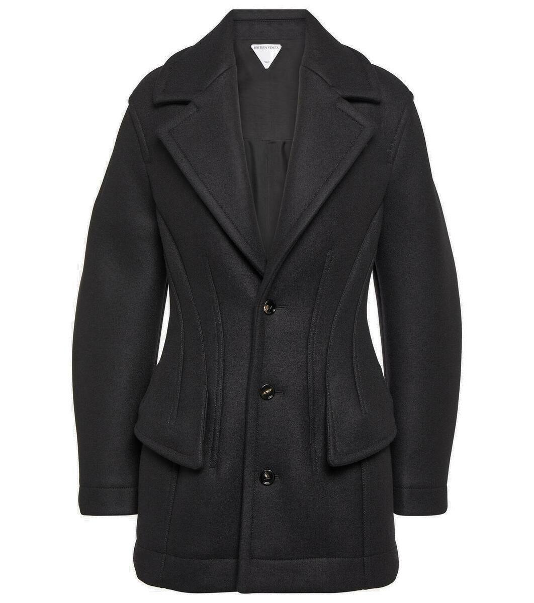 Bottega Veneta Women Pastel Light-Blue Tricotine Coat