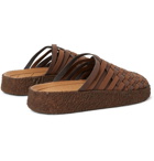 Malibu - Colony Woven Faux Suede and Leather Sandals - Men - Dark brown