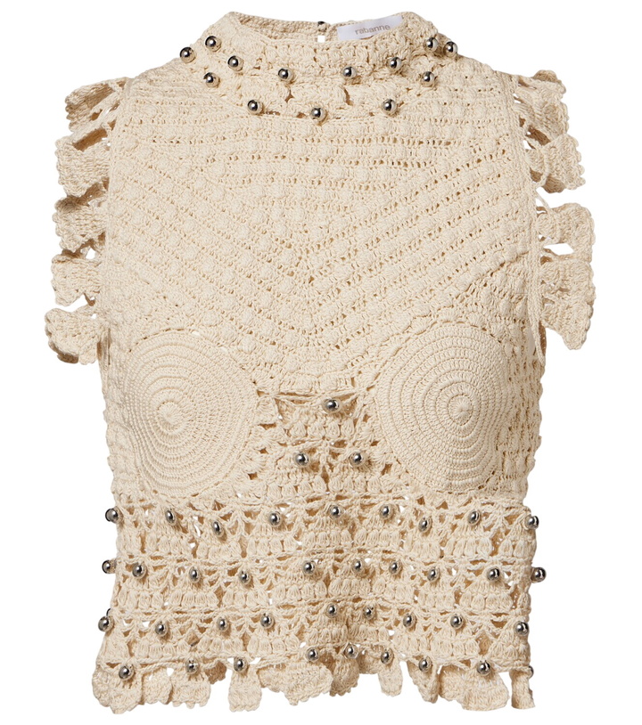 Photo: Rabanne Embellished cotton crochet top