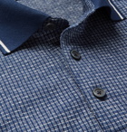 Ermenegildo Zegna - Contrast-Tipped Cotton and Linen-Blend Polo Shirt - Blue