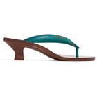 Versace Blue & Brown Sophie Rubber Thong Heeled Sandals