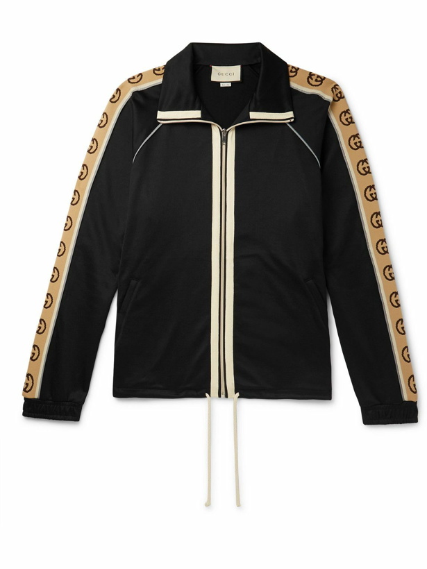 Photo: GUCCI - Logo-Jacquard Webbing-Trimmed Tech-Jersey Track Jacket - Black