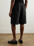 A Kind Of Guise - Saleh Wide-Leg Checked Linen and Lyocell-Blend Seersucker Shorts - Black