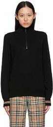 Burberry Black Wool Icon Stripe Half-Zip Sweater