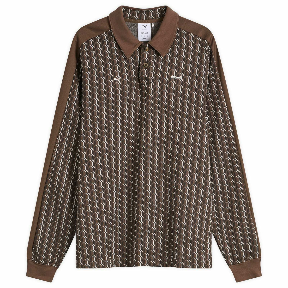 Puma x JJJJound T7 Long Sleeve Polo in Chocolate