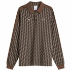 Puma x JJJJound T7 Long Sleeve Polo in Chocolate