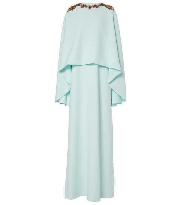 Photo: Costarellos Elin embellished caped crêpe gown