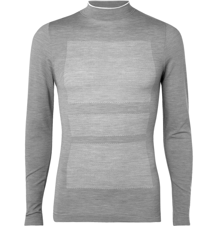 Photo: FALKE Ergonomic Sport System - Stretch Virgin Wool-Blend Rollneck T-Shirt - Gray