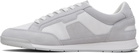 BOSS Gray & White Satin Low Sneakers