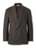 Small Talk - Shawl-Lapel Double-Breasted Cotton-Canvas Suit Jacket - Brown