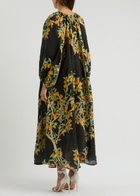 Bernadette Georgette Floral-print Linen Maxi Dress Black