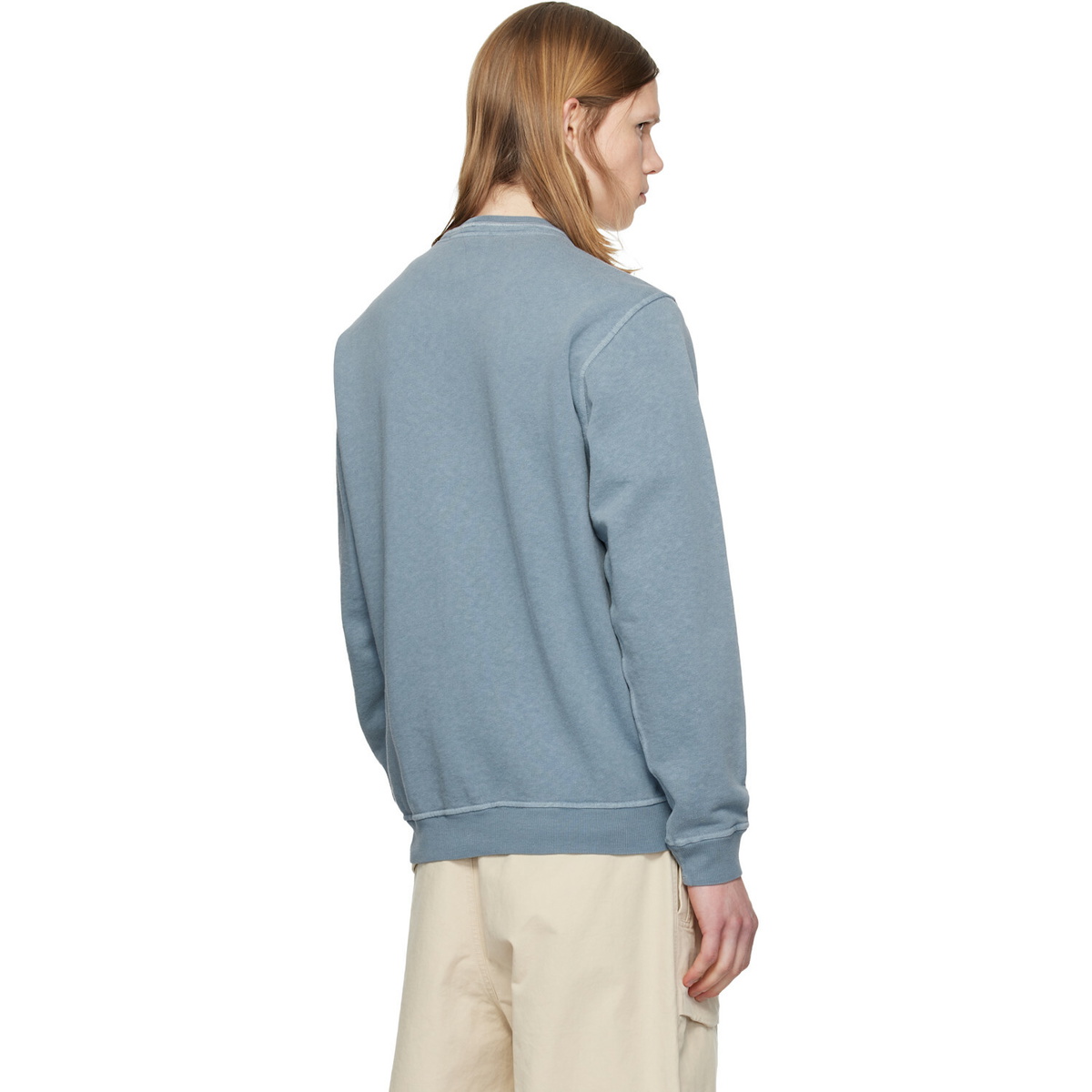 Stone Island Blue 6100034 Malfilé Fleece 'Old' Effect Sweatshirt