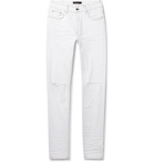 AMIRI - Slash Skinny-Fit Distressed Stretch-Denim Jeans - White