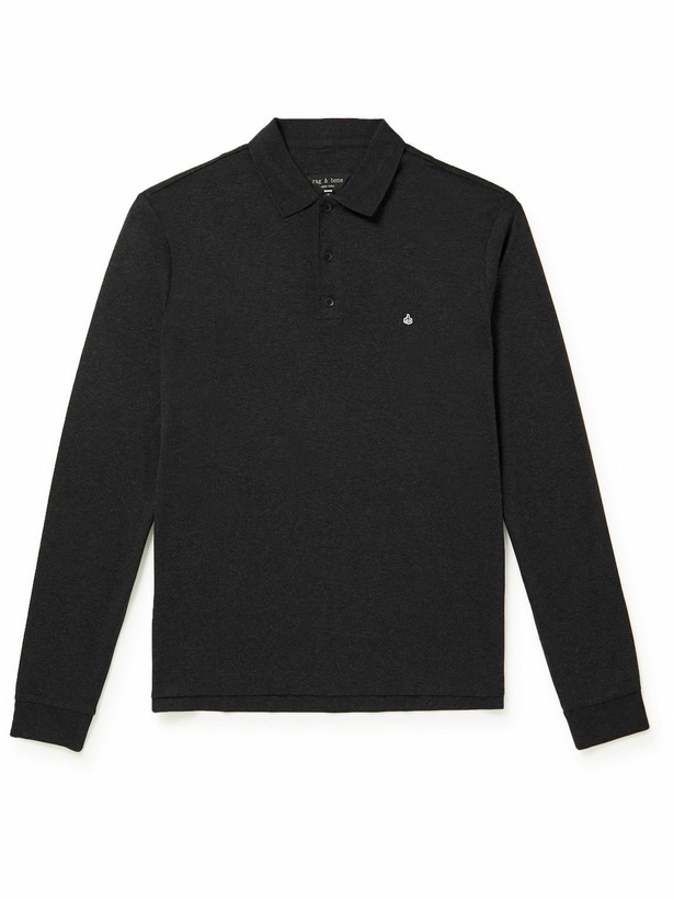 Photo: Rag & Bone - Logo-Appliquéd Pima Cotton-Jersey Polo Shirt - Gray