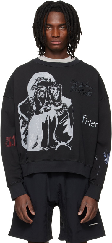 Photo: Song for the Mute Black 'Peaking Kid' Relaxed Pullover Sweatshirt