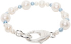 Hatton Labs SSENSE Exclusive White & Blue Pebbles Pearl Bracelet
