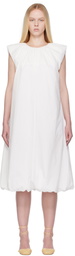 AMOMENTO White Cotton Volume Shirring Minidress