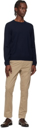 BOSS Navy Slim-Fit Merino-Wool Sweater