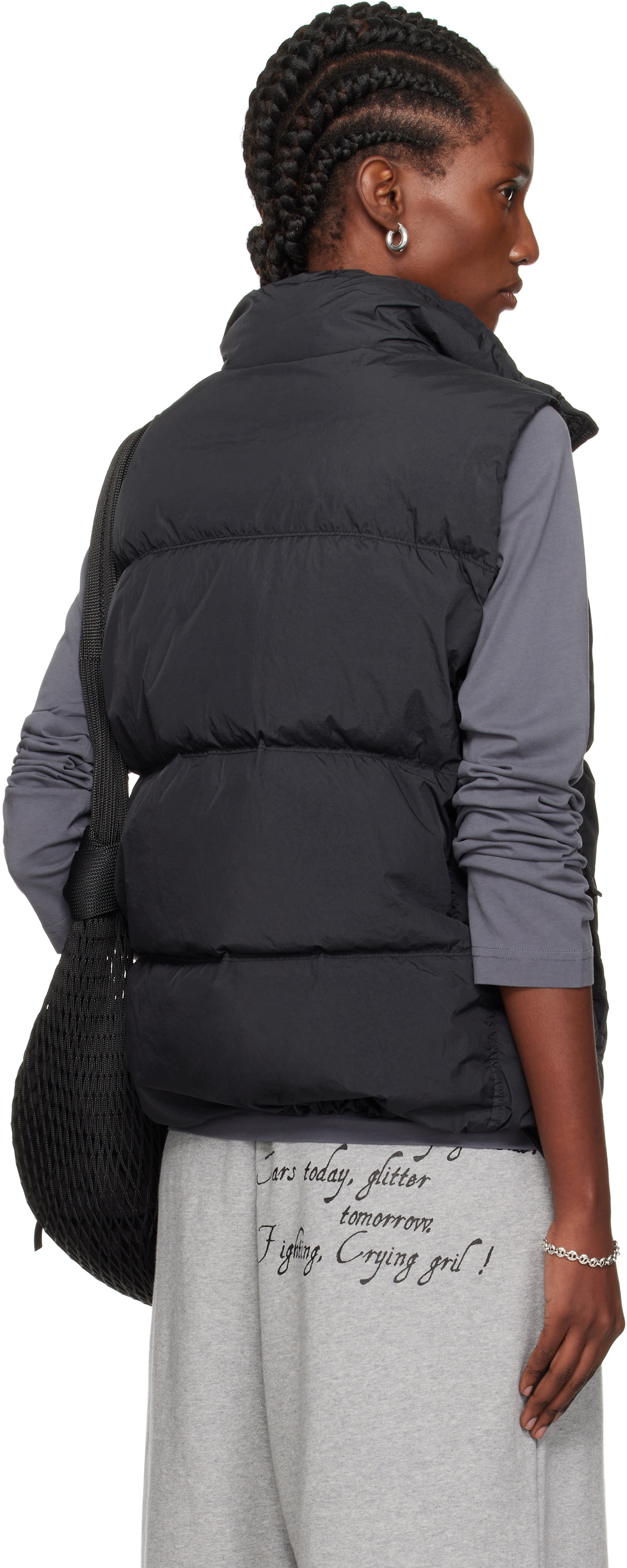Stone Island Black G100003 Crinkle Reps Recycled Nylon Down Vest