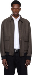 Hugo Brown Herringbone Bomber Jacket