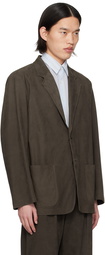 AURALEE Brown Notched Lapel Blazer