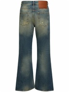 PALM ANGELS Acid Washed Cotton Denim Bootcut Jeans