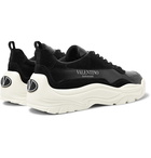 Valentino - Valentino Garavani Gumboy Suede-Trimmed Leather Sneakers - Black