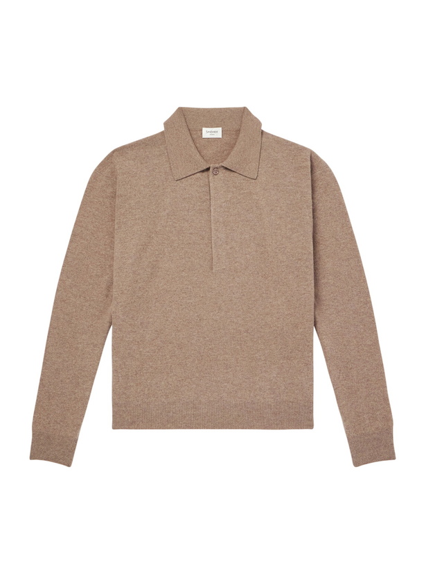 Photo: SAINT LAURENT - Wool Polo Sweater - Brown