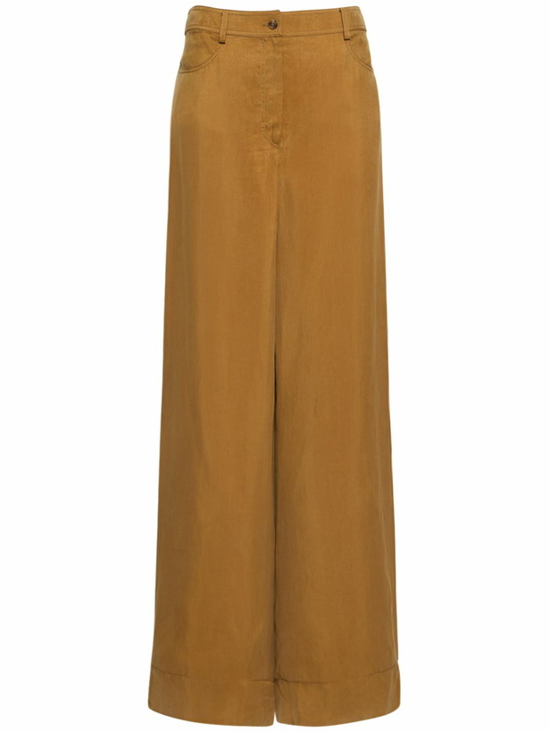 Photo: ALBERTA FERRETTI High Rise Washed Twill Wide Pants