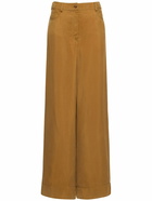 ALBERTA FERRETTI High Rise Washed Twill Wide Pants