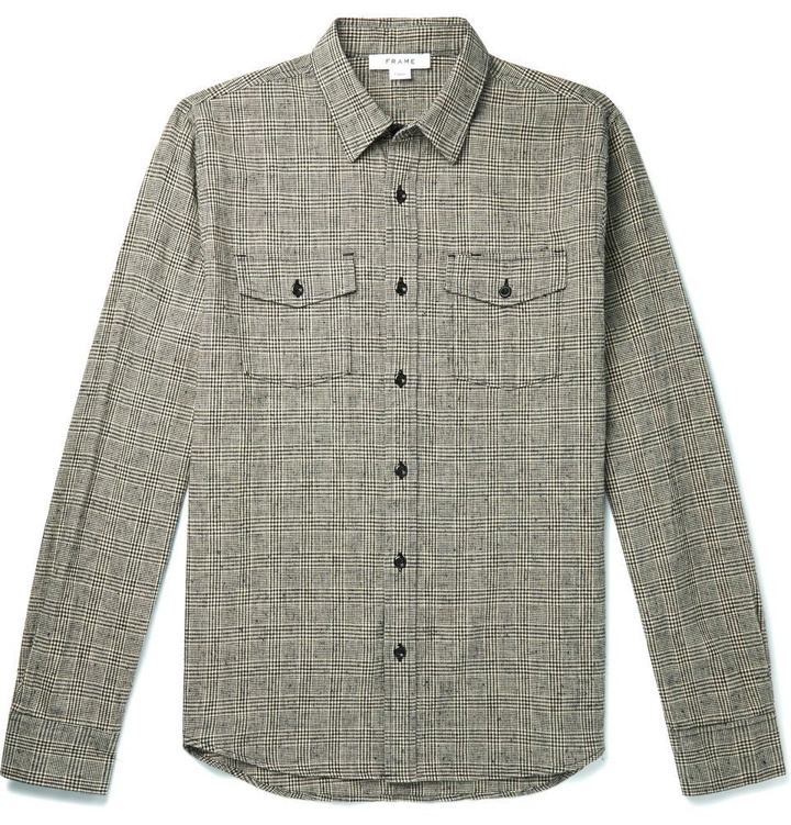 Photo: FRAME - Checked Cotton and Linen-Blend Overshirt - Gray
