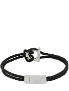 FERRAGAMO - 19cm Gancio Braided Leather Bracelet